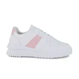 Championes blancos con detalles en rosa, de estilo casual y deportivo.