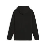 Buzo hoodie Puma ESS Elevated Polar Fleece negro, de corte clásico, con capucha ajustable con cordón, bolsillo tipo canguro y logo de la marca bordado en el pecho.