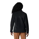 Buzo polar Columbia para mujer, color azul marino, con cuello alto abotonado y logo bordado en el pecho.