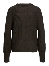 Sweater de punto grueso color gris oscuro, de corte holgado y mangas largas.