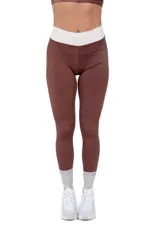 Calza larga color marrón chocolate, de lycra premium, tiro alto y súper elastizada.