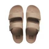 Sandalias Reef color beige con dos tiras ajustables con velcro y logo de la marca en el lateral.