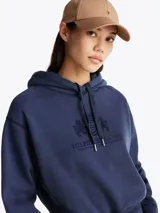 Buzo con capucha azul marino de Tommy Hilfiger, con cordón ajustable, puños y bajo de punto canalé. Logo de Tommy Hilfiger bordado en el pecho y en la manga.
