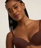 Soutien push-up lila de microfibra, con breteles regulables, sin estampa y con copa.