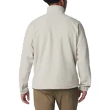 Campera polar Columbia Fast Trek II Fleece color celeste, con cierre frontal, cuello alto, bolsillos laterales con cierre y bolsillo en el pecho con cierre.