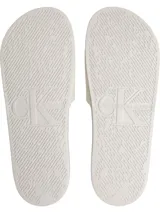 Ojotas Calvin Klein Jeans color blanco, con tira ancha de lona con logo CK en relieve y plantilla con logo de la marca.