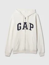 Canguro con cierre y capucha, color ladrillo, con logo GAP estampado en el frente.
