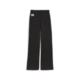 Pantalón de jogging negro de corte ancho con logo de Puma estampado en blanco en la pierna izquierda.