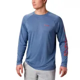 Remera de manga larga Columbia Terminal Tackle Heat, color gris jaspeado, con logo de la marca en el pecho y en la manga. Confeccionada en tejido transpirable de secado rápido y protección solar UPF 50.
