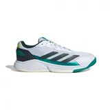 Championes Adidas Courtquick para hombre, color blanco con detalles en verde y negro.