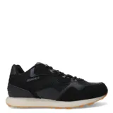 Championes de hombre en color negro, combinando gamuza y textil, con un diseño moderno y urbano.