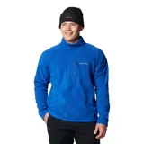 Polar de hombre Columbia Fast Trek III, color azul brillante, con cuello alto y cierre frontal parcial (half-zip). Presenta un bolsillo con cierre en el pecho.