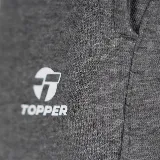 Pantalón de jogging gris melange, marca Topper, con cintura elástica y logo estampado en la pierna izquierda.