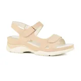 Sandalias negras con plataforma blanca y ajuste con velcro.