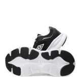 Championes urbanos Umbro Dash, color negro con detalles en blanco, con logo de la marca en el lateral y suela blanca.