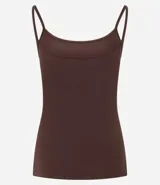 Musculosa blanca de poliamida con breteles finos y escote redondo.