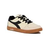 Championes Diadora Champion Lifestyle Helio II, color beige con detalles en negro y suela marrón.