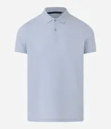Remera polo de hombre, corte slim, color gris claro, confeccionada en tejido de media malla acanalada de algodón.