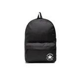 Mochila negra de poliéster con logo Converse All Star en blanco en el bolsillo frontal.
