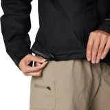 Campera impermeable Columbia Hikebound II para mujer, color negro, con capucha ajustable, bolsillos con cierre y tecnología Omni-Tech™ que la hace transpirable. Ideal para senderismo.