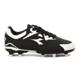 Championes de fútbol Diadora Cancha Md Space Teen, color negro con detalles en blanco.