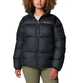 Campera acolchada tipo plumífero Columbia Puffer Puffect II, color negro, con cierre frontal completo, cuello alto y puños elásticos. Cuenta con aislamiento Thermarator™ y tratamiento hidrofóbico duradero.