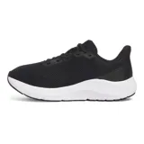 Championes de running Under Armour Charged Pursuit 4, color negro con logo blanco. Capellada de malla ligera y transpirable, entresuela Charged Cushioning® para mayor amortiguación y suela de goma duradera.
