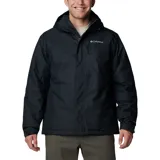 Campera impermeable Columbia Hikebound II Insulated, color negro, para hombre. Confeccionada con tecnología Omni-Tech™ de costuras selladas y tela impermeable/transpirable. Cuenta con forro termorreflectante Omni-Heat™, capucha ajustable, bolsillos con cremallera y solapa con cierre de velcro.