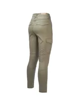 Pantalón skinny cargo color verde oliva, con bolsillos laterales y tiro medio.