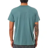 Remera celeste de algodón con cuello redondo y logo de la marca bordado en el pecho.