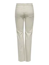 Pantalón de jean color beige, de tiro alto y pierna recta.
