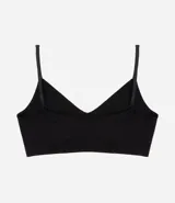 Soutien negro sin costuras, con relleno removible y tirantes finos.