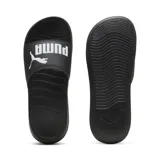 Chancletas Puma Popcat 20, color negro con logo Puma en blanco.