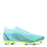 Championes de fútbol Umbro Velocita II HG, color verde agua con detalles en verde lima y negro.