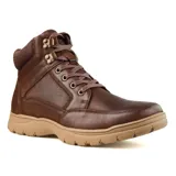 Bota alta de cuero color marrón, con plantilla acolchada y diseño casual.