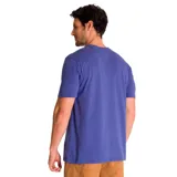 Remera azul con logo de Caterpillar (CAT) estampado en amarillo en el pecho.