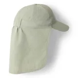 Gorro unisex color beige con protección solar UPF 50 y solapa para el cuello.