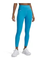 Calza deportiva Under Armour Motion Ankle Leg color azul con pretina alta, logo estampado en la cadera y bolsillo lateral.