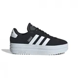 Championes Adidas VL Court Bold de mujer, color negro con plataforma blanca y detalles en blanco en las tres tiras laterales y el talón.