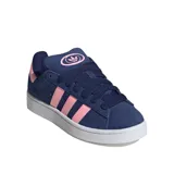Championes Adidas Campus 00S W de gamuza azul con detalles en rosa, las tres tiras clásicas de Adidas en los laterales y suela blanca.