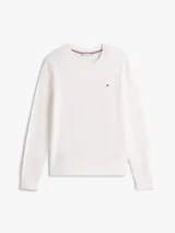 Sweater blanco de tejido de punto jersey con logo bordado en el pecho.