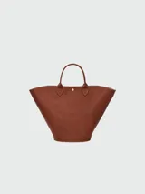 Bolso tipo shopper Longchamp modelo Épure XL, color marrón cuero, con doble asa corta y cierre a presión.