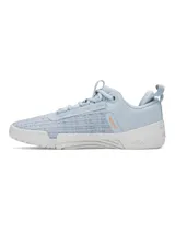 Zapatillas de entrenamiento Under Armour Tribase Reign 6 para mujer, color negro con suela marrón.