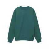 Buzo de frisa verde con cuello redondo y logo de la marca en la parte inferior.