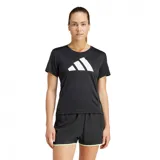 Remera deportiva negra de mujer, con logo de Adidas estampado en blanco y tecnología Aeroready.