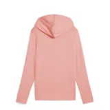 Sudadera con capucha y bolsillo canguro frontal, color rosa salmón, con el logo de Puma estampado en blanco en el pecho.