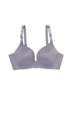 Soutien gris con textura acanalada y breteles regulables.