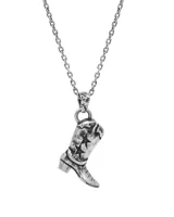 Collar plateado con dije de bota cowboy.