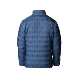 Campera Columbia azul con diseño acolchado, cierre frontal completo, cuello alto y logo de la marca bordado en el pecho.