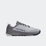 Championes de trail running Altra modelo Lone Peak 9, color gris con detalles en negro y blanco. Diseñados para ofrecer durabilidad, agarre y comodidad en el sendero.